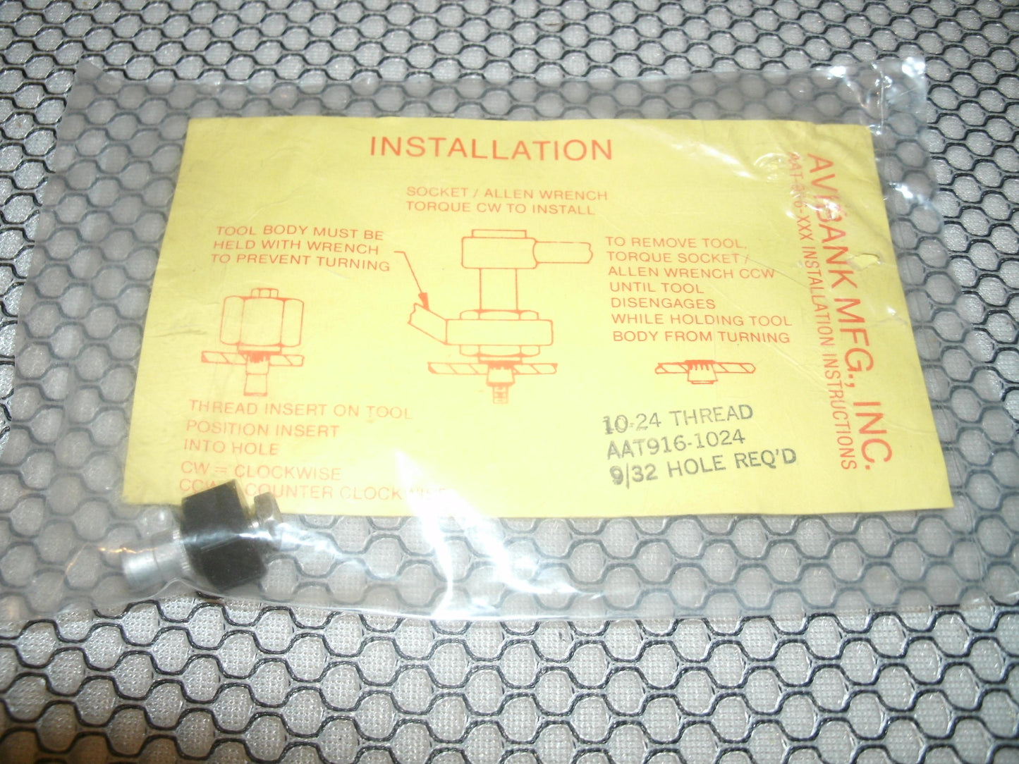 Avibank AAT916-1024 Kit. 10-24 Thread. New.