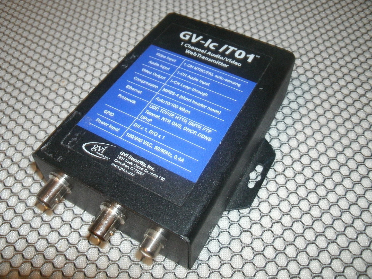 GVI Security GV-ICIT01, GV-ICT01, Video/Audio Transmitter. (D1)