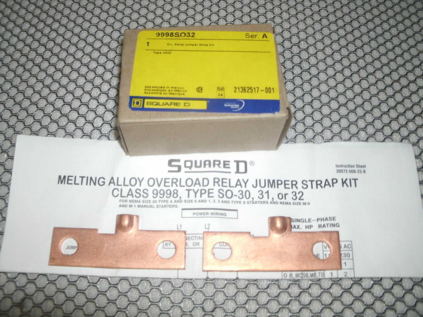 Square D 9998SO32 Overload Relay Jumper Strap Kit. New.