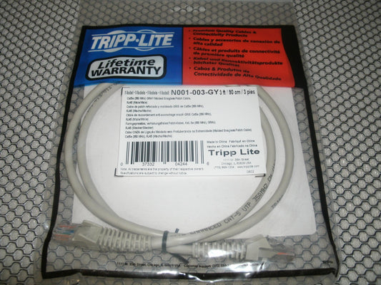 Tripp-Lite N001-003-GY CAT5E Cable. New.