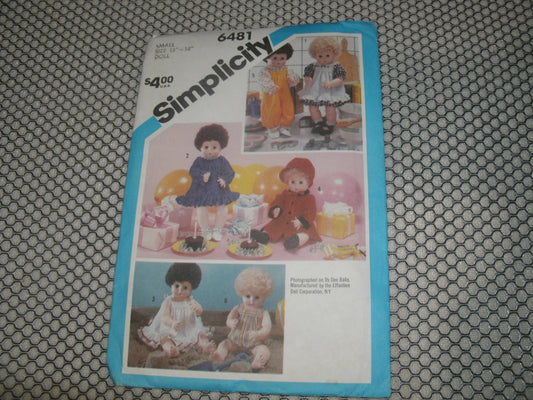 Simplicity 6481 Doll Fabric Pattern. New.