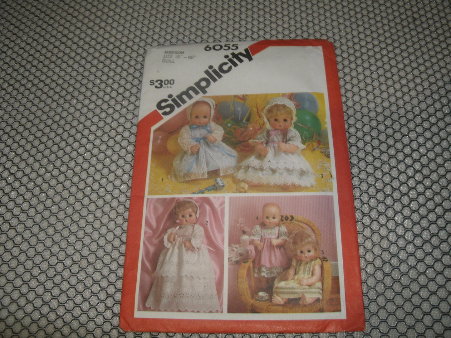 Simplicity 6055 Medium Size: 15"-16". Doll Dress Pattern.