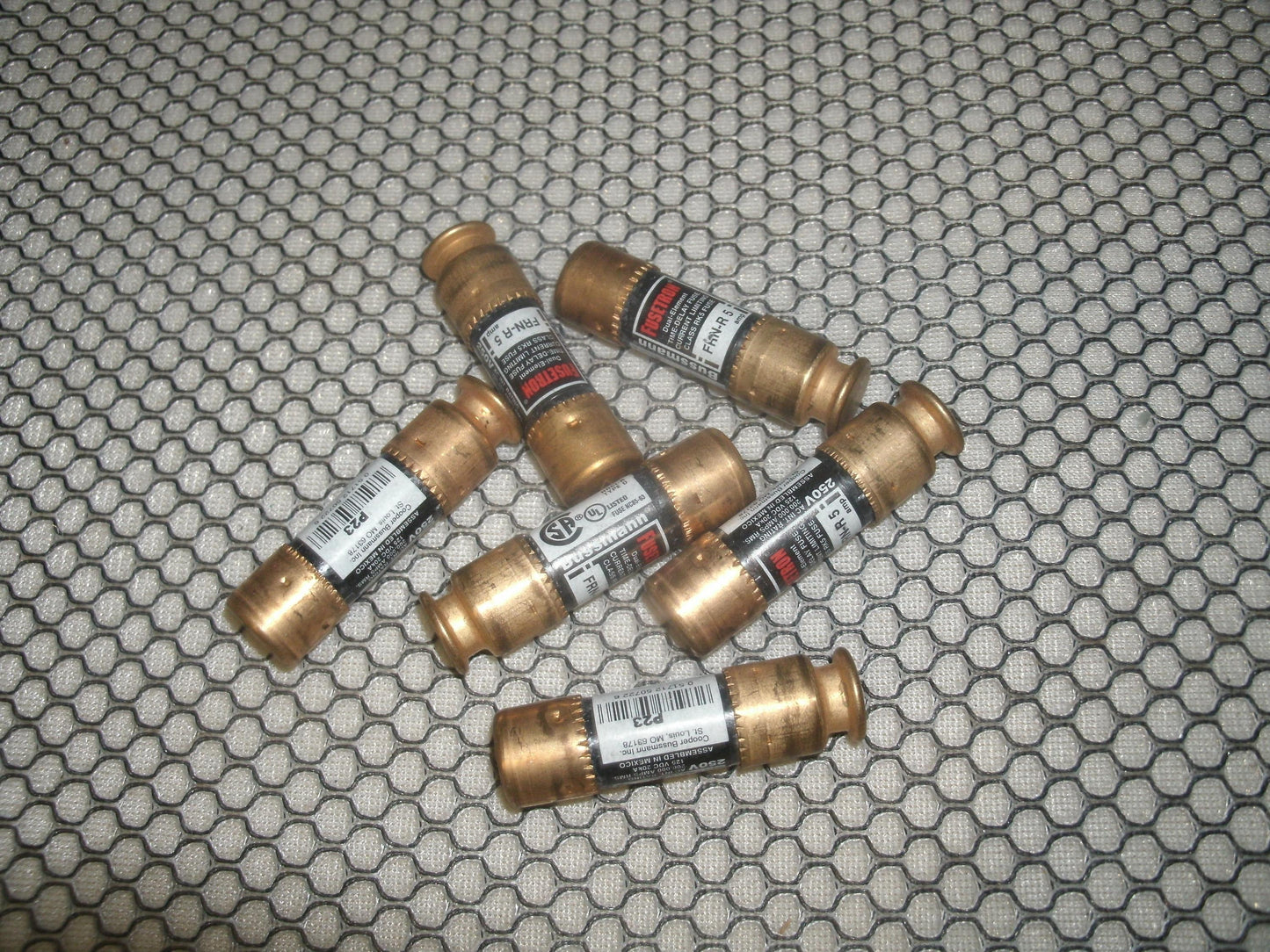 Fusetron FRN-R 5 AMP. Lot of 6 Fuses. Used. P23.