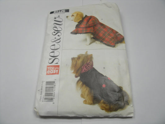 See & Sew. B5126. Dog Coat. A (Xsm-Sml-Med-Lrg).