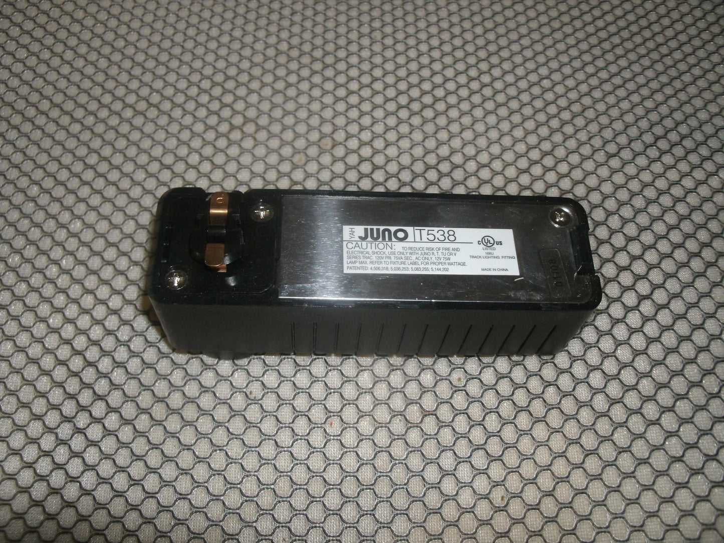 Juno T538 Track Lighting Low Voltage Transformer. Black. New.