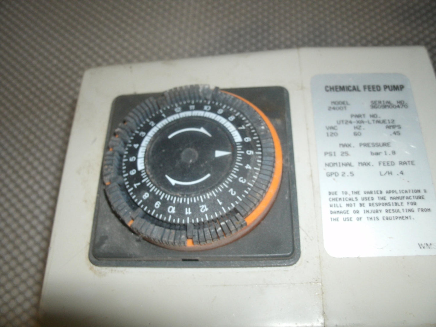 Chemical Feed Pump. UT24-XA-LTAUE12. Used.