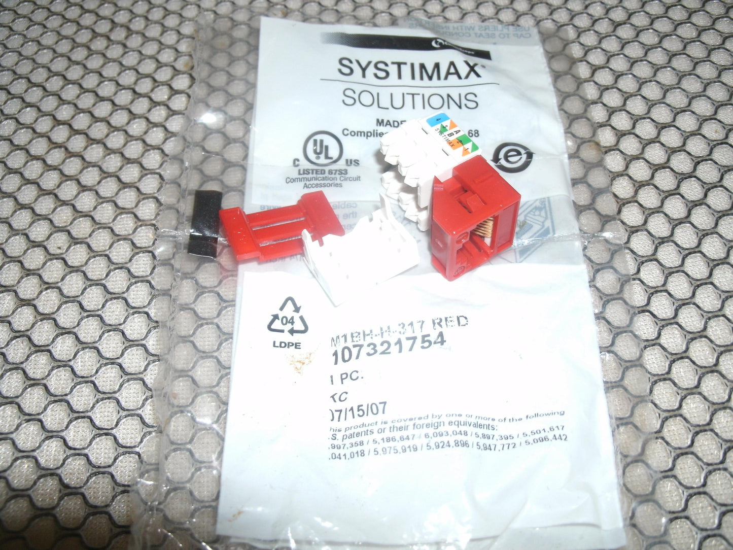 Systimax 107321754 CAT5 Connector. Red. New.