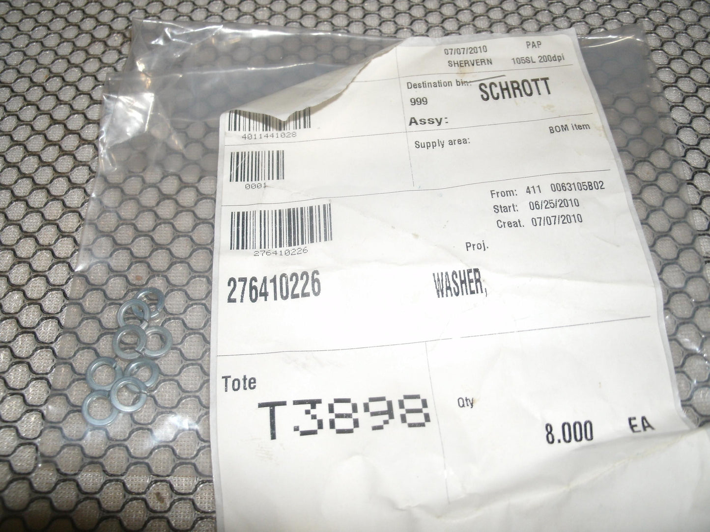 Siemens 276410226 Washers. 8 Per Order. New.
