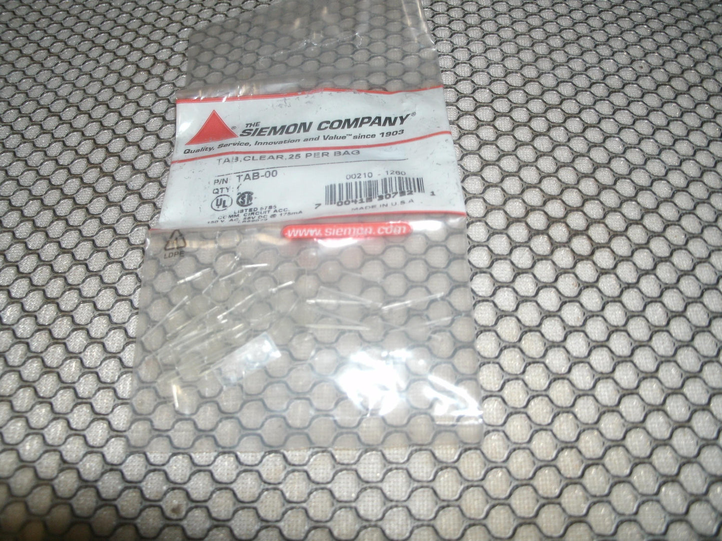 Siemon TAB-00 Clear Tabs, 25 Per Bag. New.