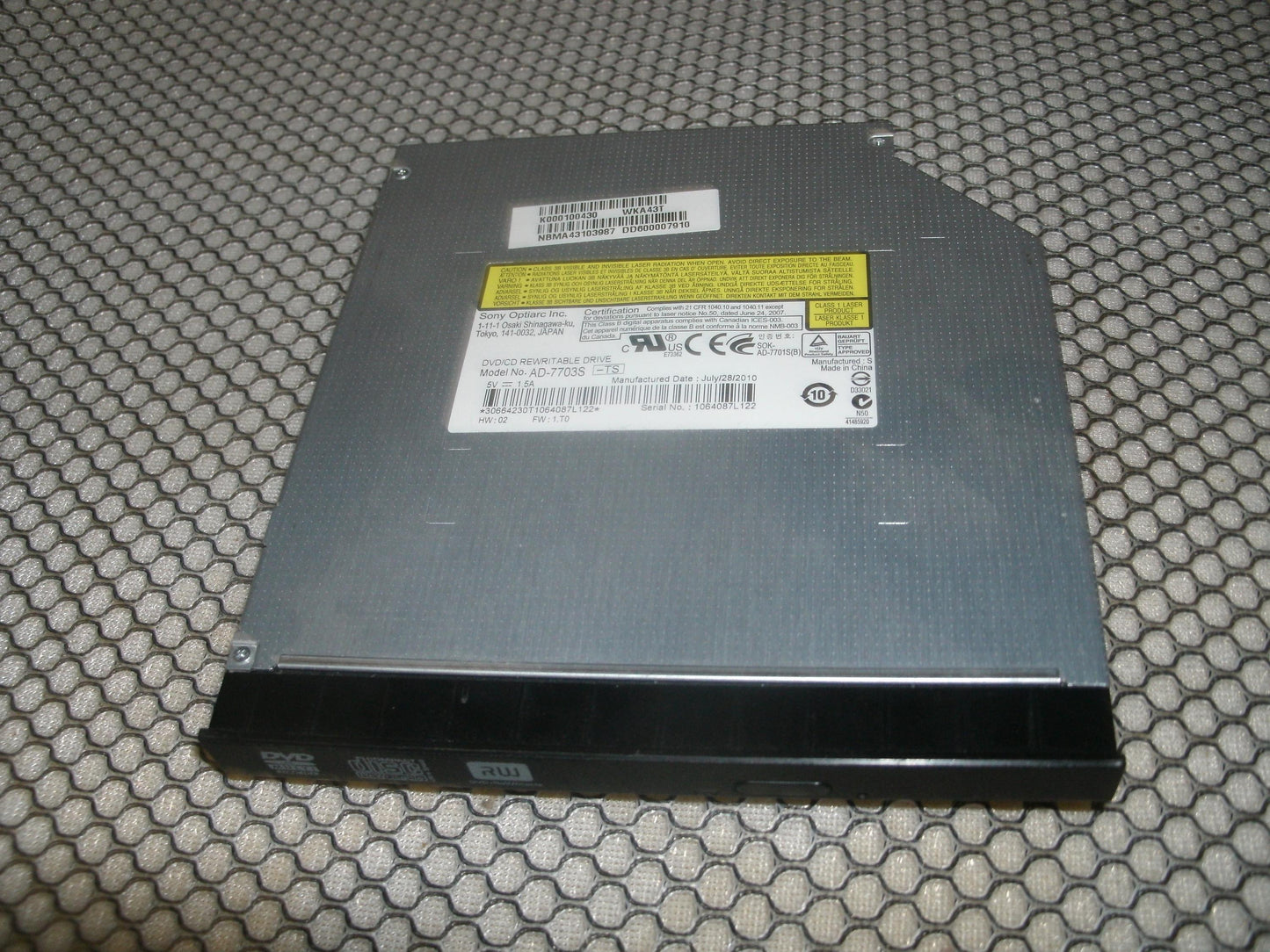 Sony Optiarc AD-7703S DVD/CD ReWritable Disk Drive.