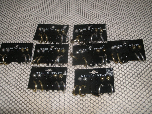 Wash N Wear 6-993-0295 Ear Rings and Studs. LOT of 8.