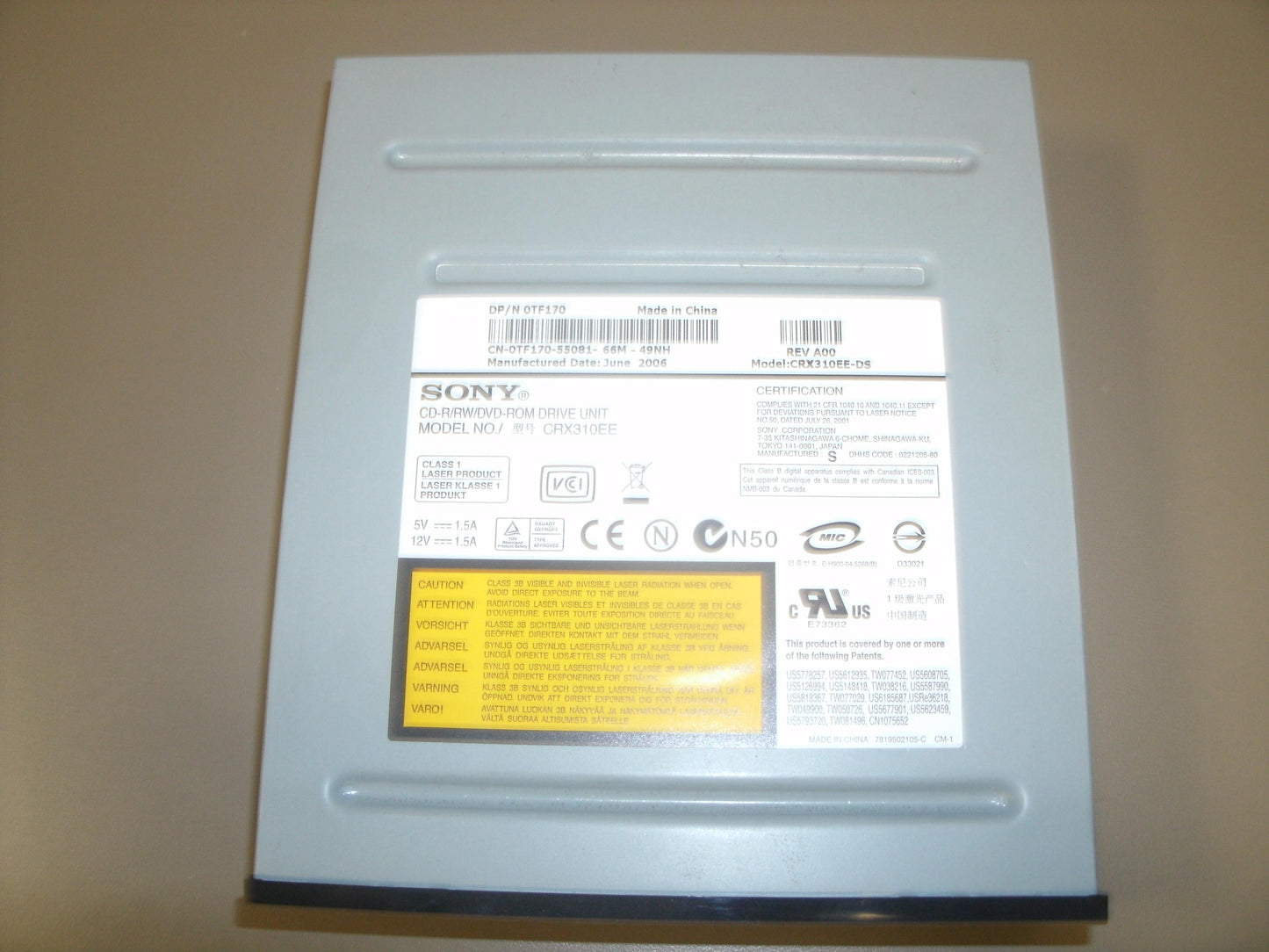Dell 0TF170 CD-R/DVD-ROM. Refurbished.