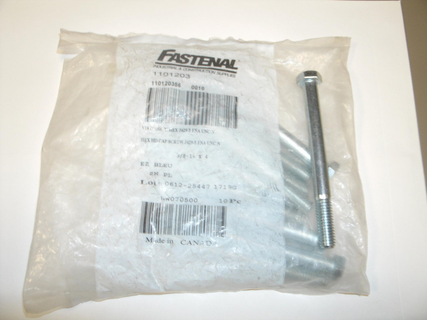 Fastenal 1101203 Hex Head Cap Screw. 10 Count. New.