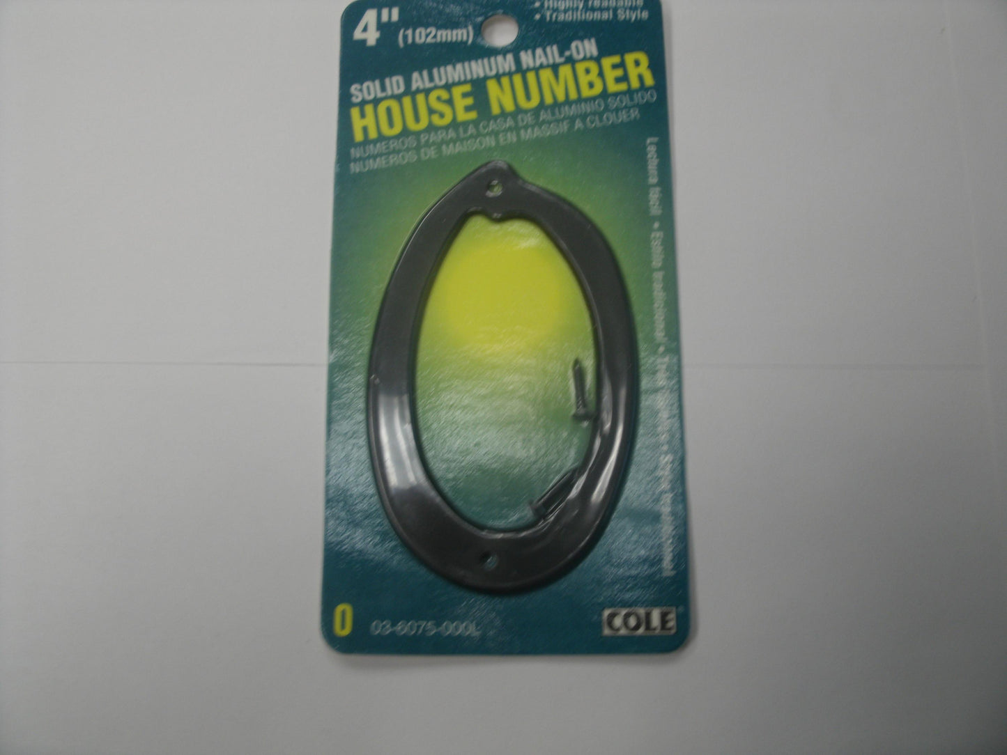 Cole 03-6075-000L House Number 0. New. 4".
