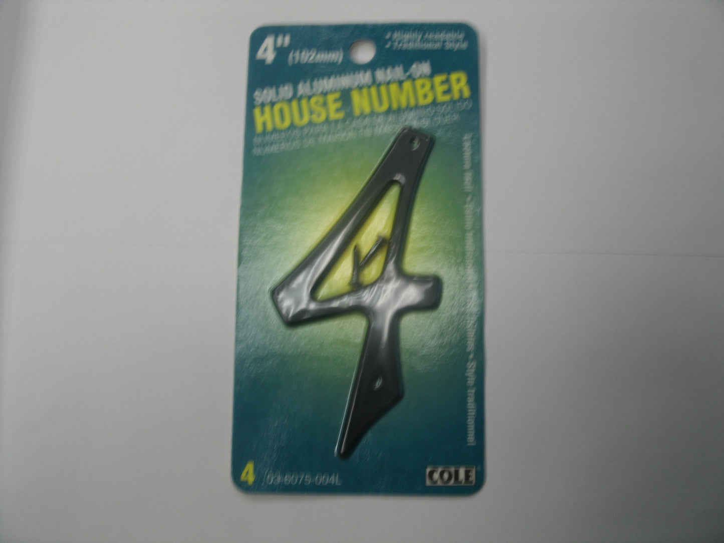 Cole 03-6075-004L House Number 4. New. 4".