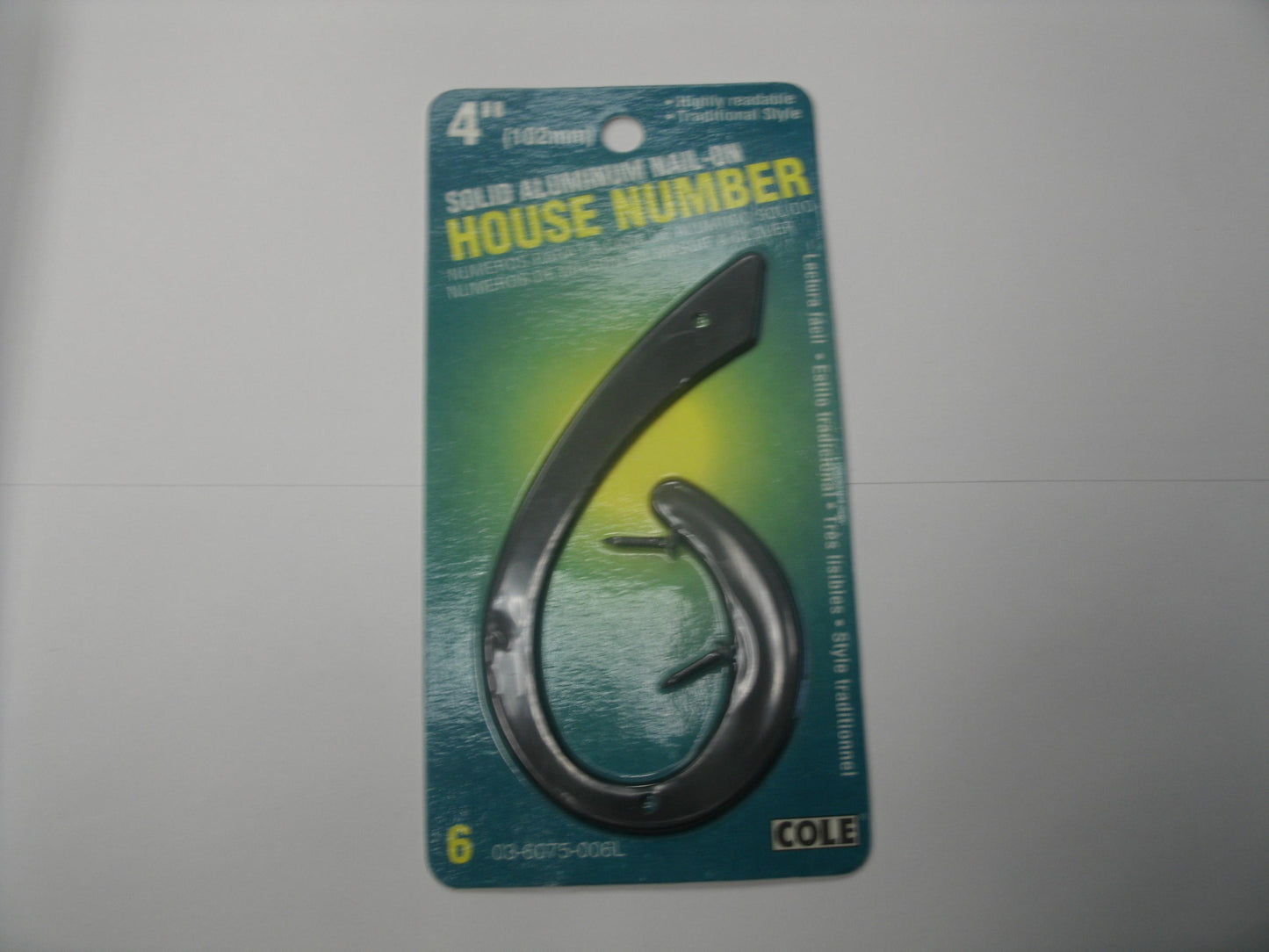 Cole 03-6075-006L House Number 6. New. 4".