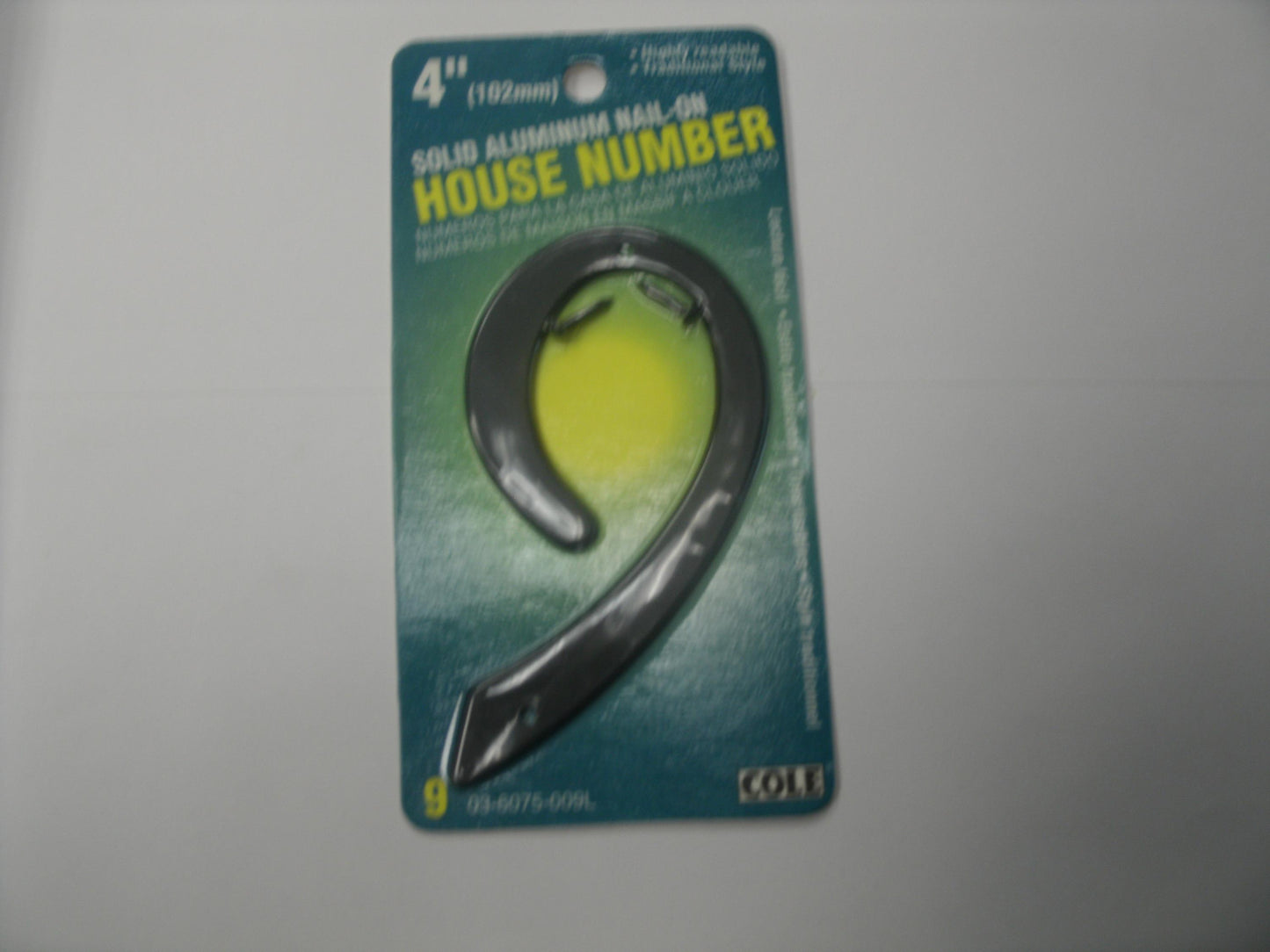 Cole 03-6075-009L House Number 9. New. 4".
