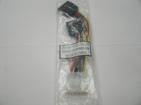 4-Pin Connector to 2 SATA Splitter Cable. K1D-3004001-E06.