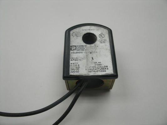 Parker AFGC15 Solenoid Coil. 240V, 60H, 6W. Used.