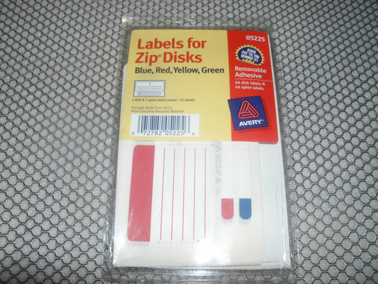 Avery Labels 05225 for Zip Disks. 072782052256.