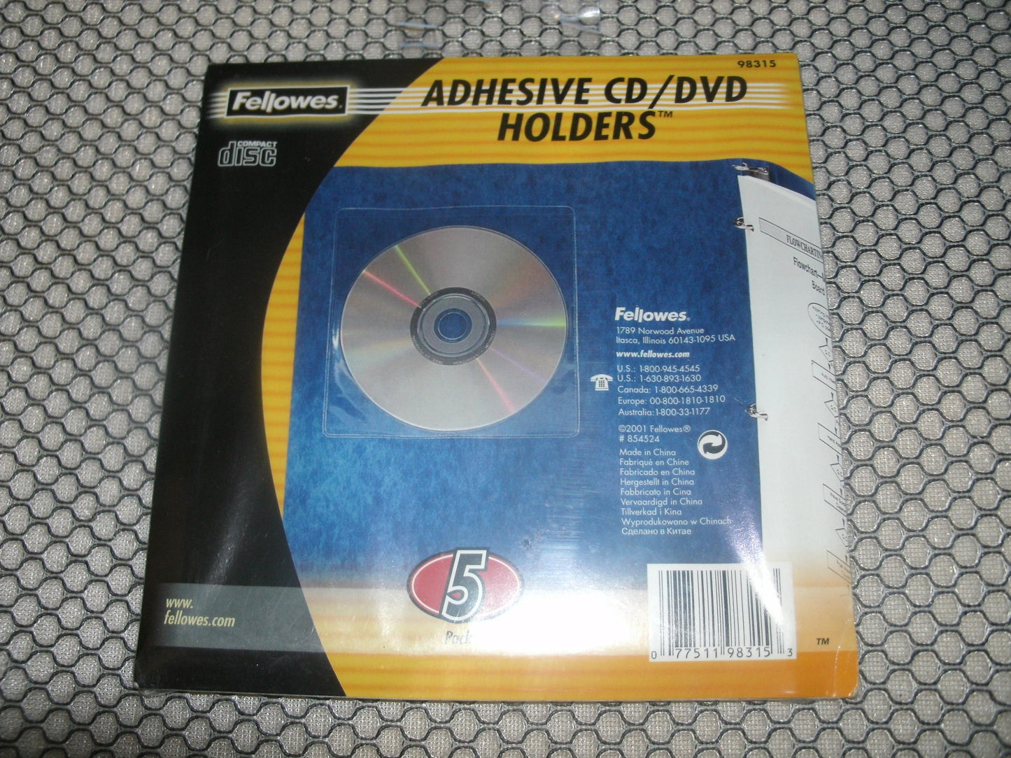 Fellowes 98315 Adhesive CD/DVD Holders. 5 Pack. 077511983153