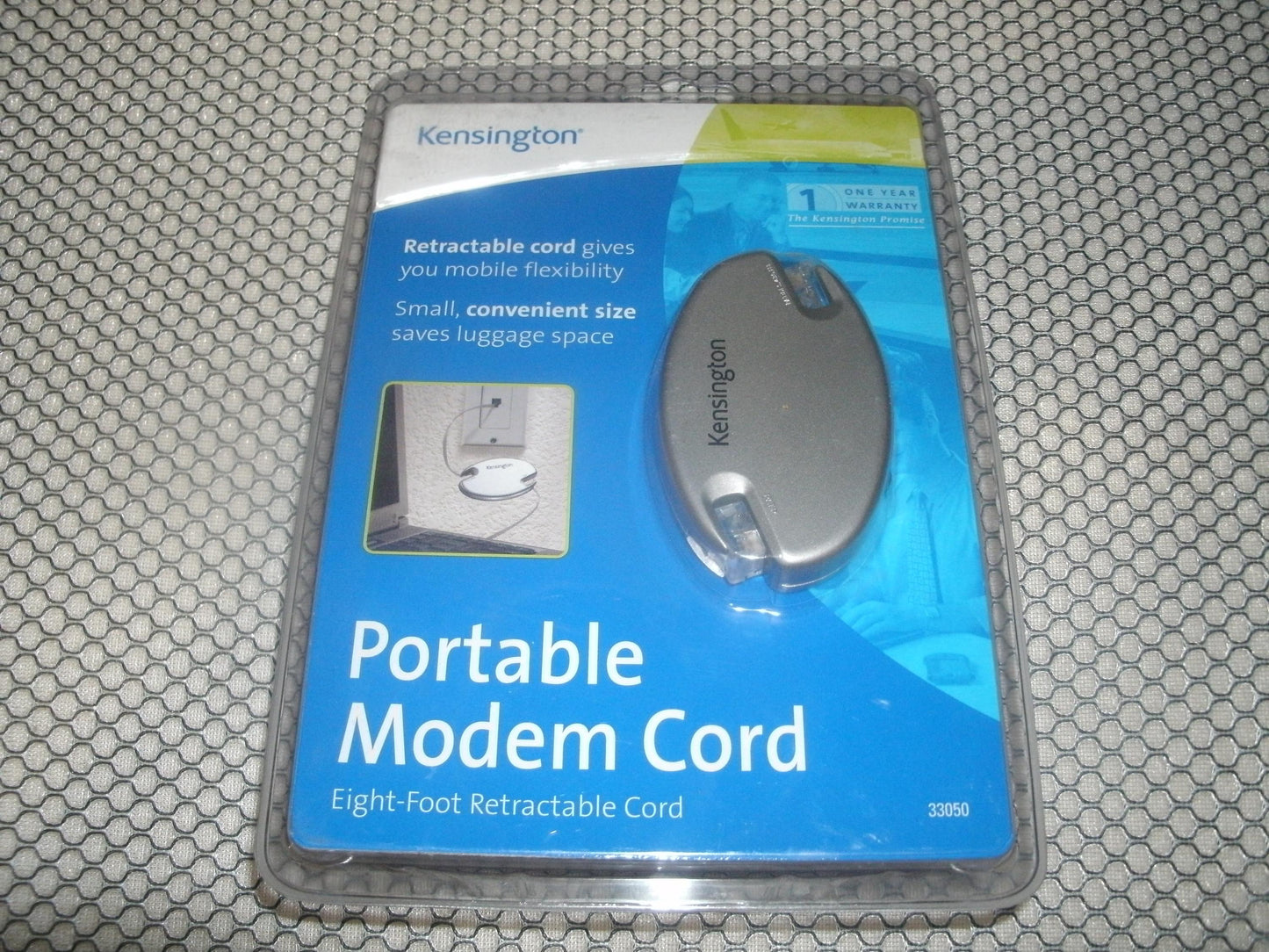 Kensington 33050 Modem Cord. 8 Foot Retractable Cord.