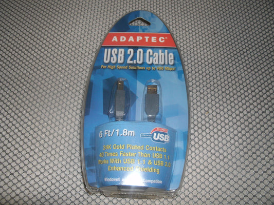 Adaptec 2028400 6FT USB 2.0 Cable. 24K Gold Connectors.