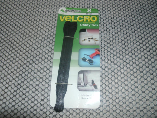 Velcro 91083 Straps Utility Ties. Black. 8 Straps. New.