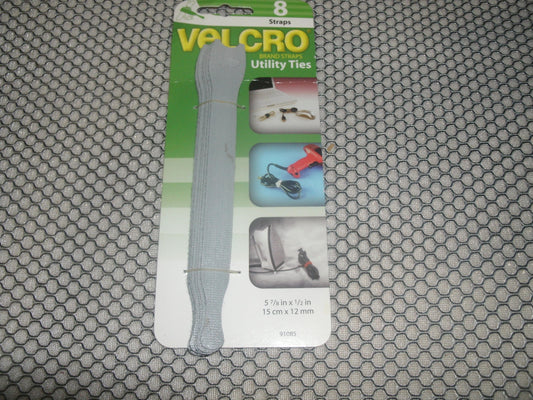 Velcro Brand 91085 Straps Utility Ties. 8 Straps. New. Grey.