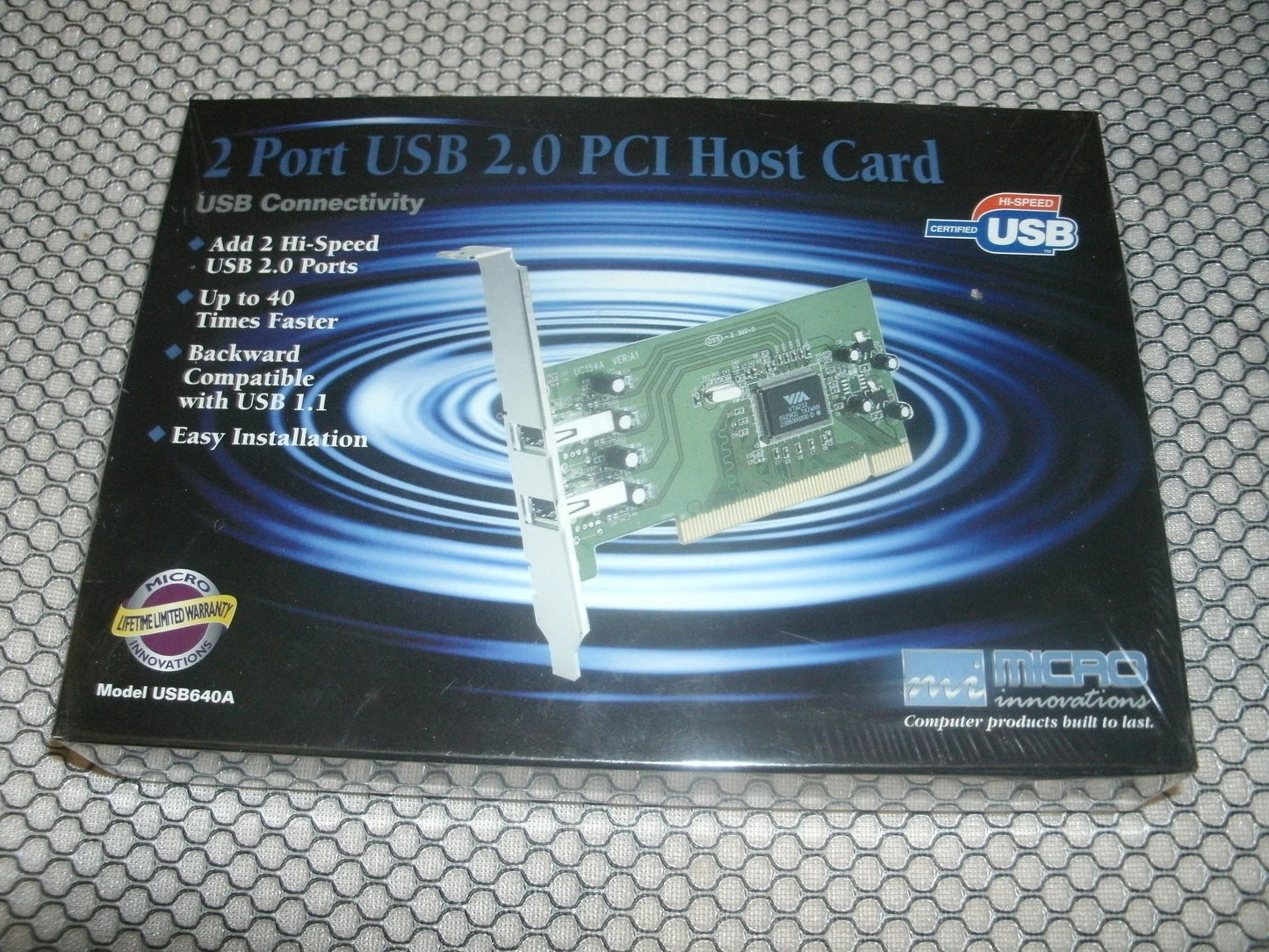 Micro Innovations USB640A 2 Port USB 2.0 PCI Host Card.