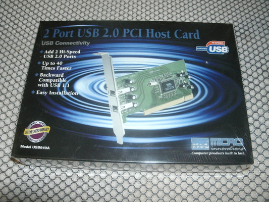 Micro Innovations USB640A 2 Port USB 2.0 PCI Host Card.