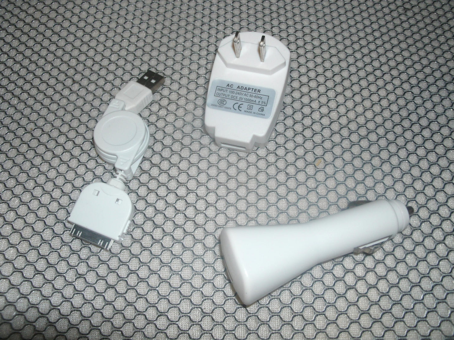 USB Retractable Cable. AC Wall Car Charger For Apple IPhone IPOD