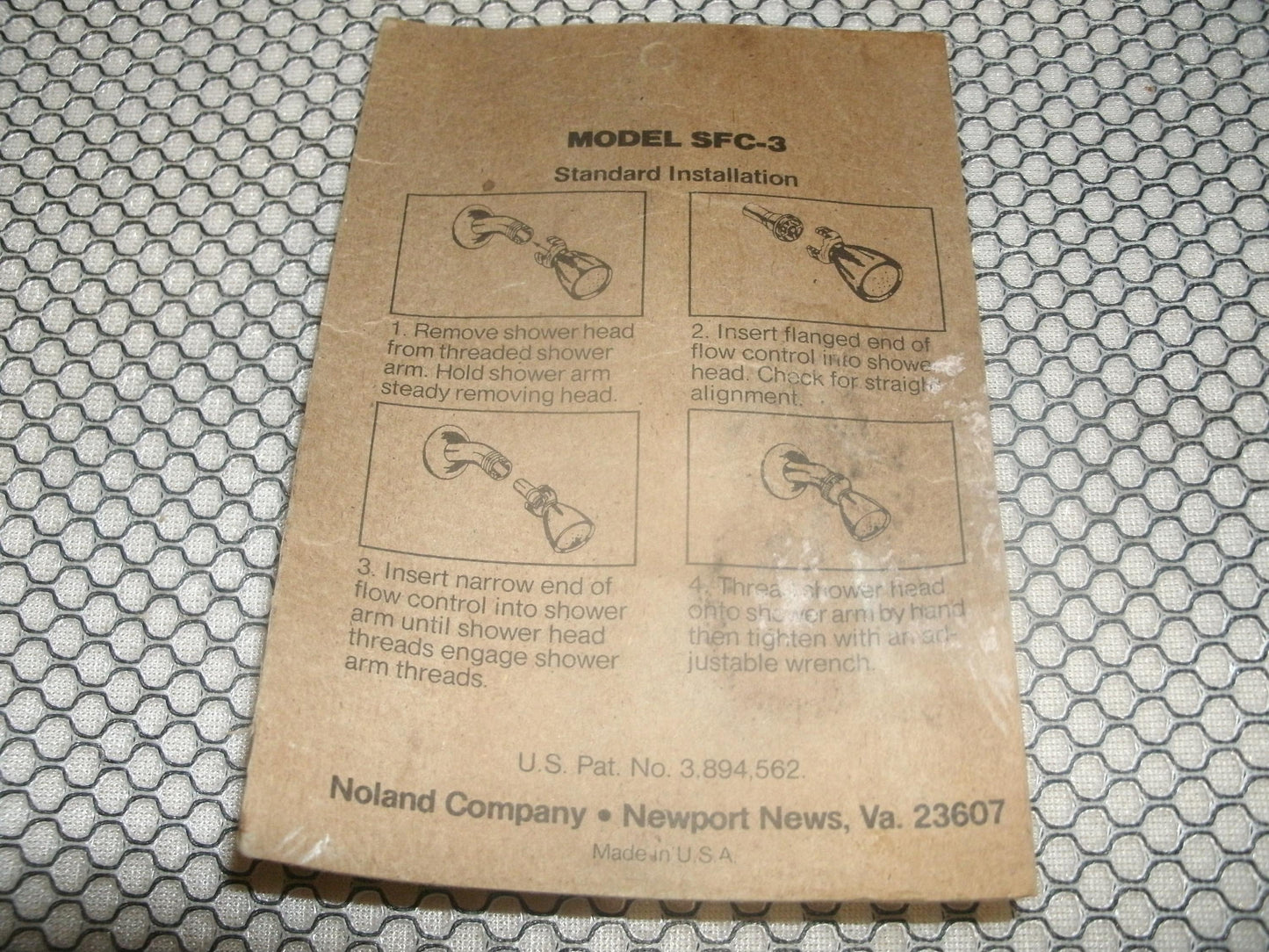 Noland SFC-3 Shower Flow Control Valve. New.