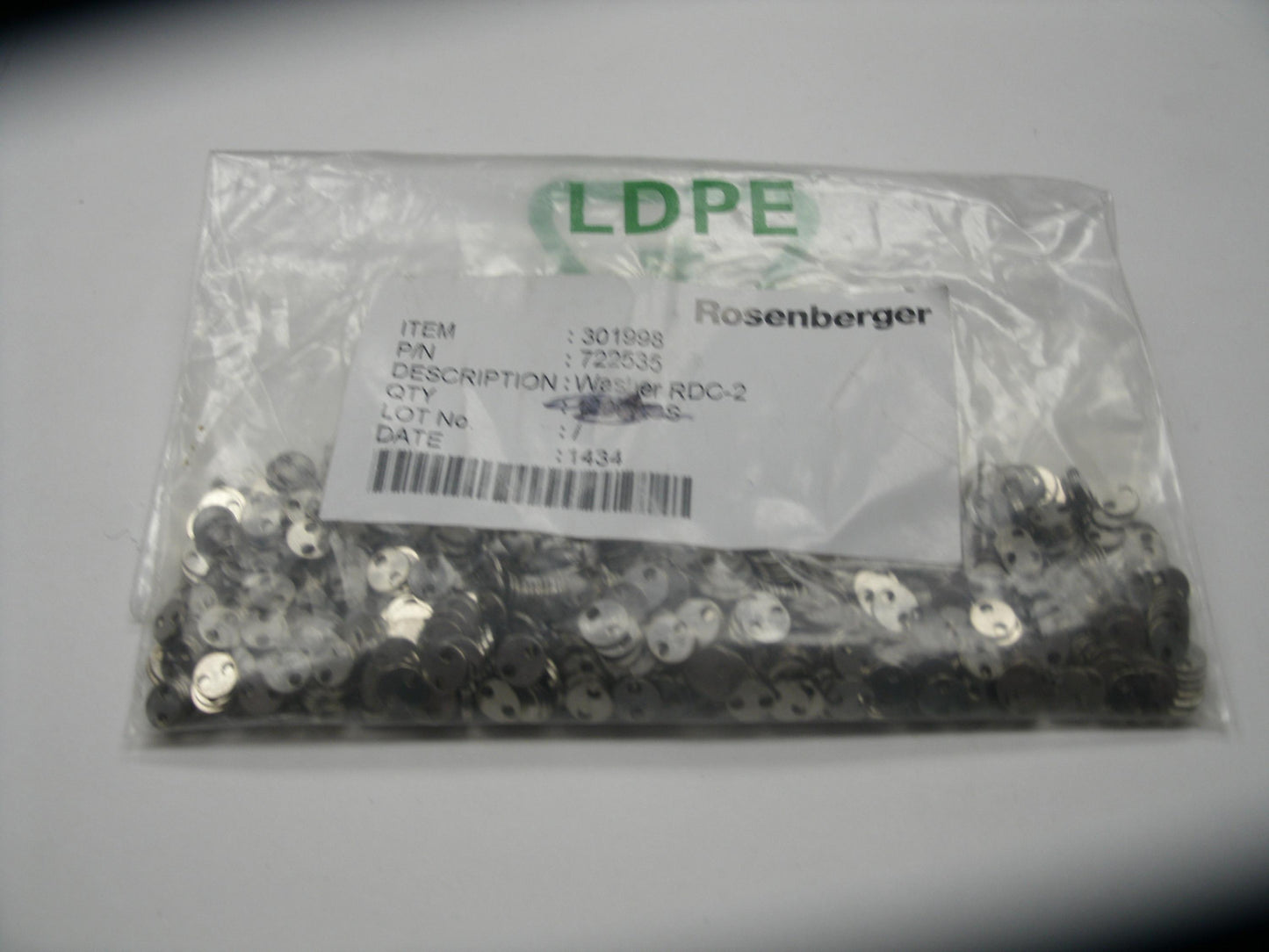 Rosenberger 722535 Washer. RDC-2. 500 Pieces.