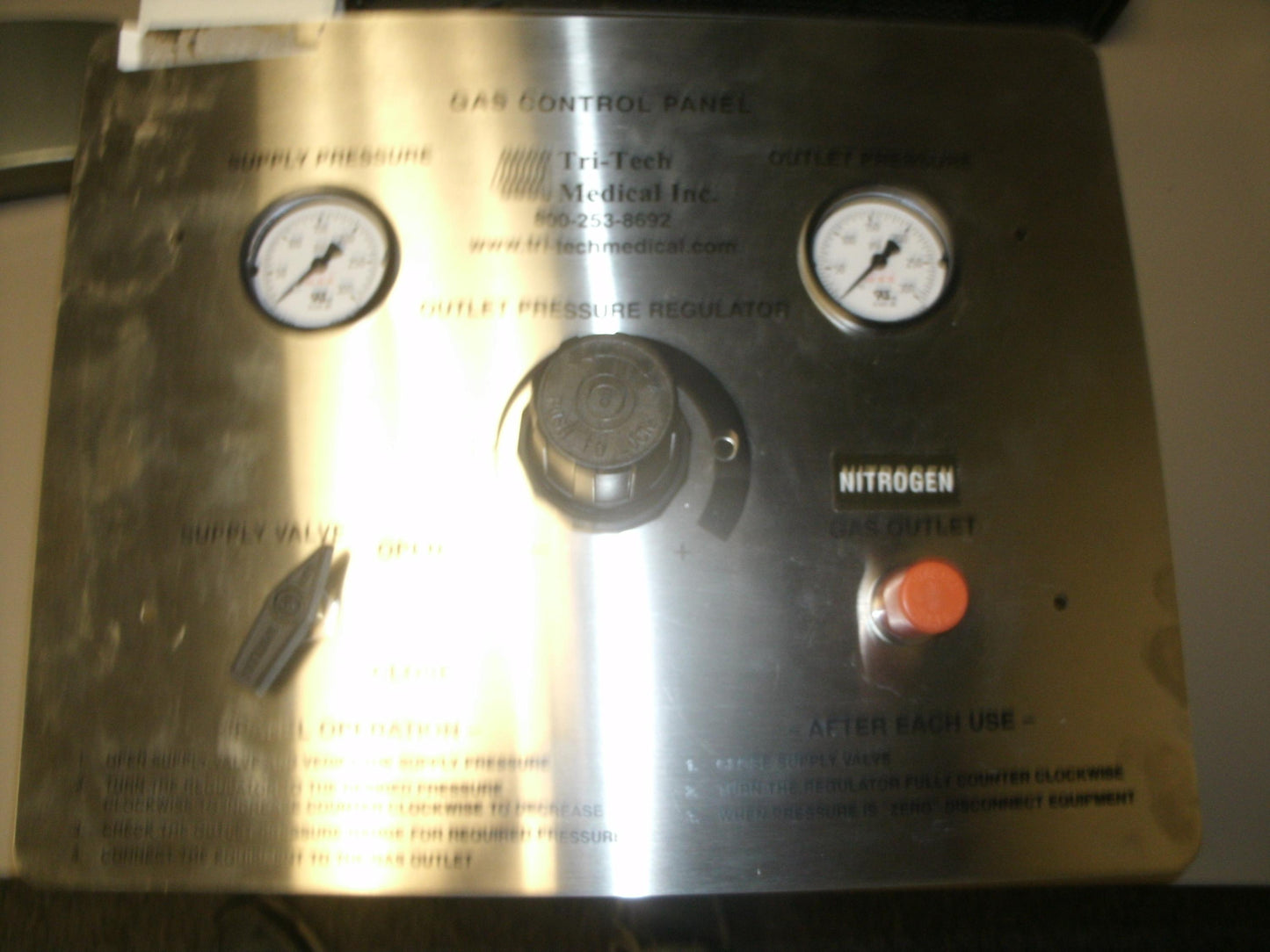 Tri-Tech Medical NP100 Nitrogen Control Panel. New.