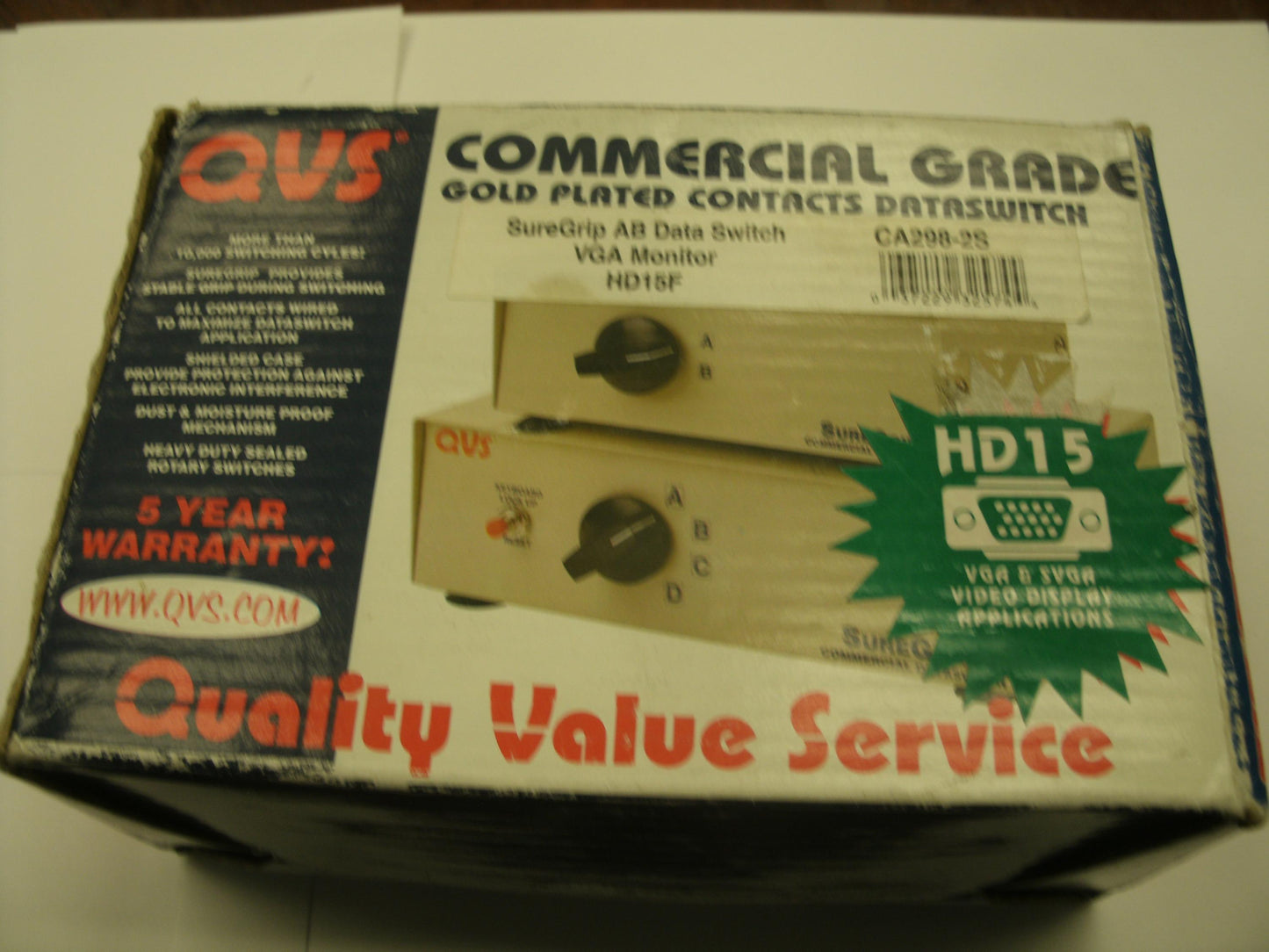 QVS CA298-2S SureGrip AB Data Switch. New. (C)