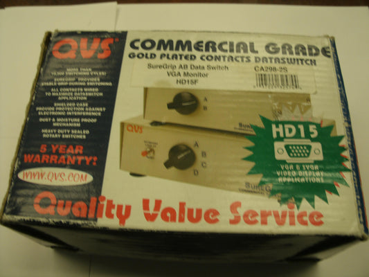 QVS CA298-2S SureGrip AB Data Switch. New. (C)