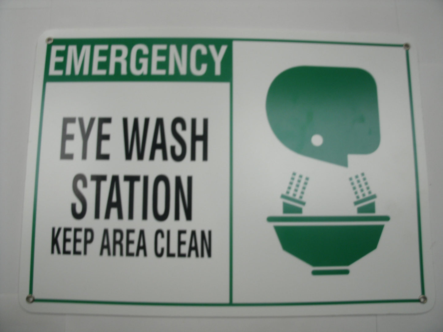 Emergency Eye Wash Station Keep Area Clean Sign. New.