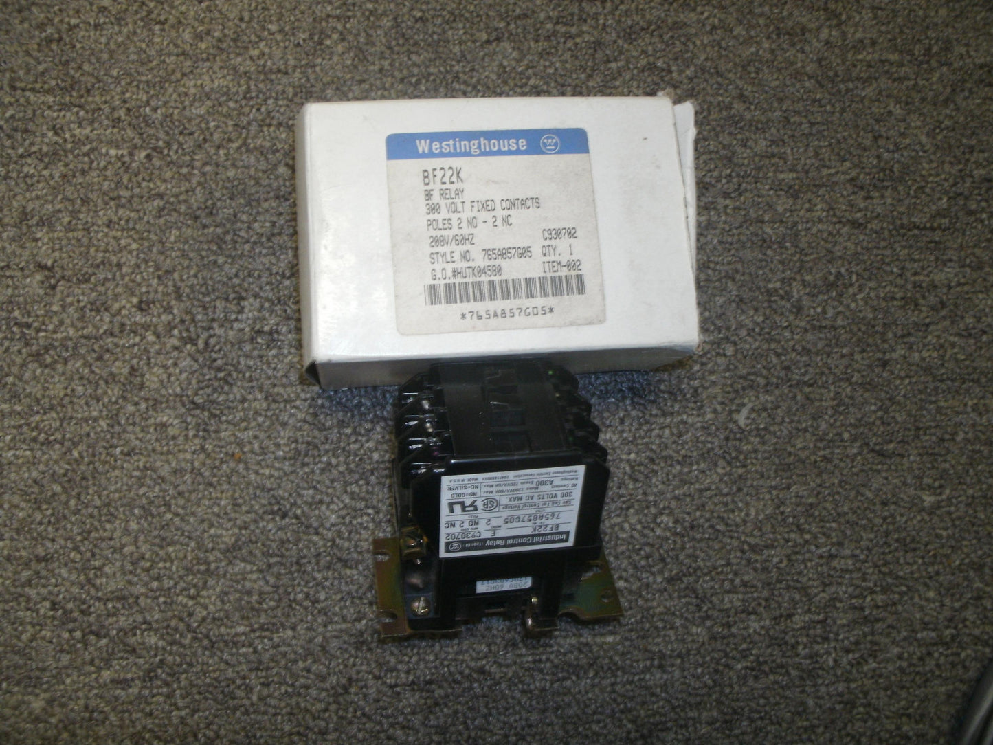 Westinghouse BF22K BF Relay: New. 2 Poles. 300W. (B1)