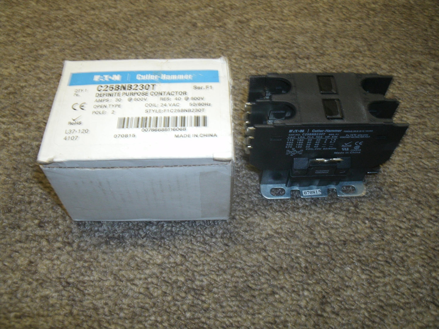 Eaton C25BNB230T Definite Purpose Contactor. New. (B3)