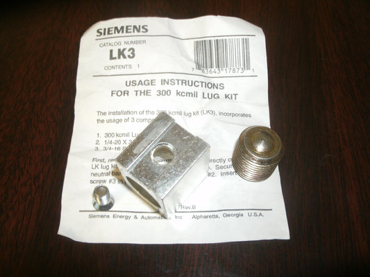 Siemens LK3. 300 kcmil Lug Kit. New. (30)