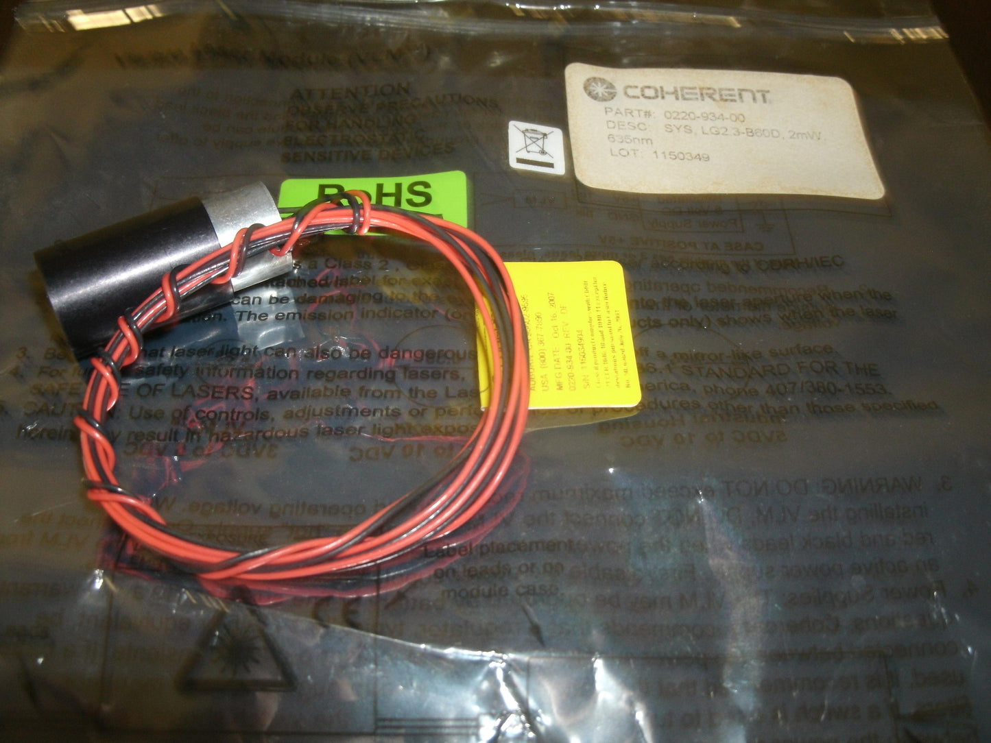 Coherent 0220-934-00 Visible Laser Module. New. (32)
