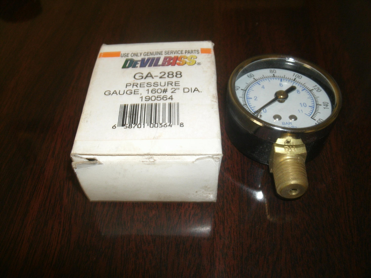 DeVilbiss GA-288 Pressure Gauge. 160#. 2" Dia. 190564. (32)