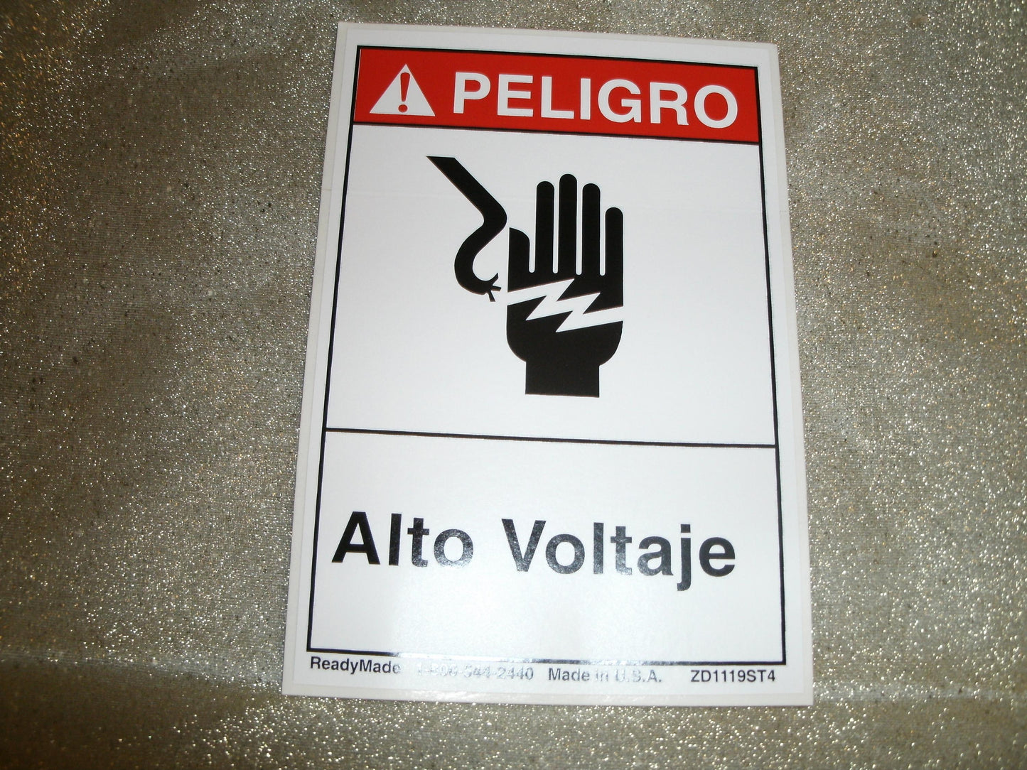 Peligro Alto Voltaje Sign. Spanish. Vinyl Laminated Sticker.