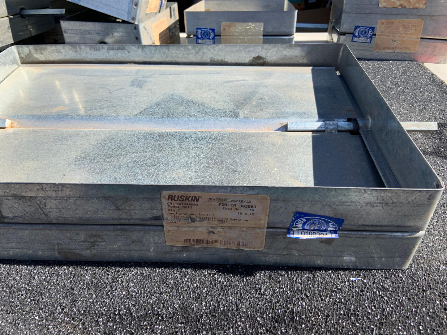 Ruskin 18" X 12". MD15. Manual Balancing Damper. New.