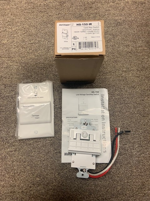 Wattstopper HS-150-W HS Series Card Key Switch. New.