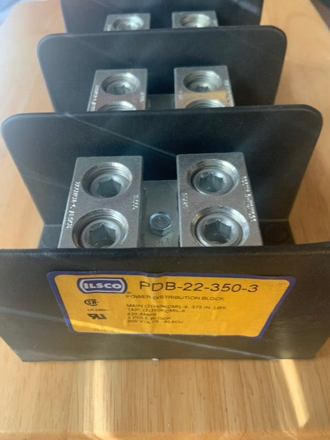 ILSCO PDB-22-350-3 Power Distribution Blocks, PDB Series. New.