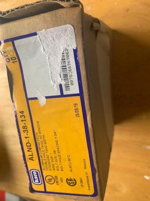 ILSCO ALND-1-38-134. Compression Double Hole Tang Bolt. Lot of 10.