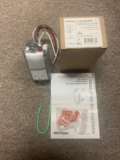 Wattstopper CS-350-N-W Vacancy Sensor Wall Dual Relay Switch.