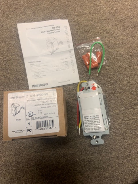 Wattstopper CH-250-W Multi-Way Residential Vacancy Sensor. (Box)